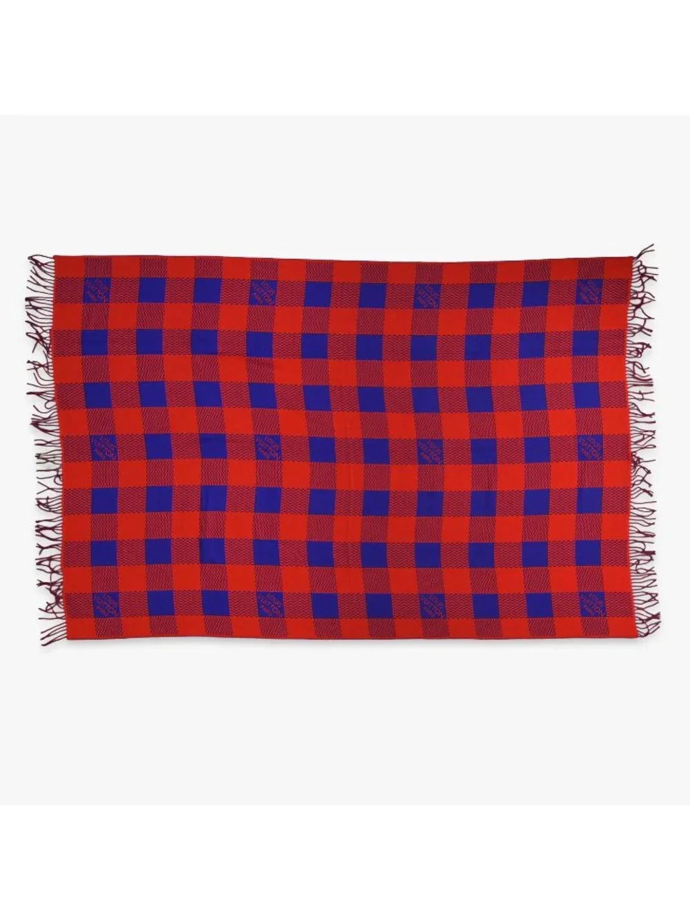 Louis Vuitton Damier Masai Blanket Throw Fringe Wool